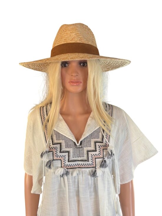 NWT Gigi Pip Isla Straw Fedora Hat S/M 57cm Adjustable Wide Brim Band MSRP$102 - Picture 13 of 17